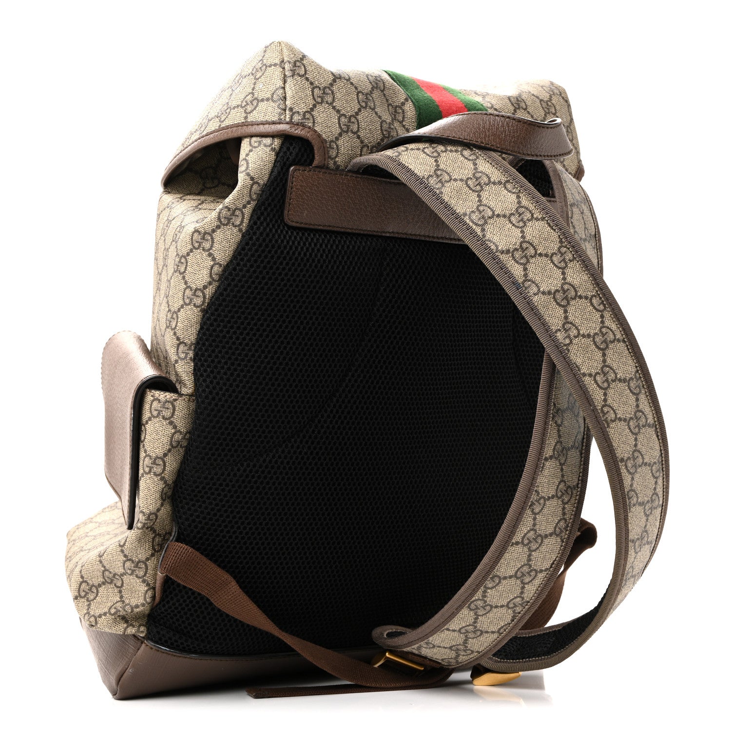 Gucci GG Supreme Monogram Medium Ophidia Double Buckle Backpack Brown 7 of 43
