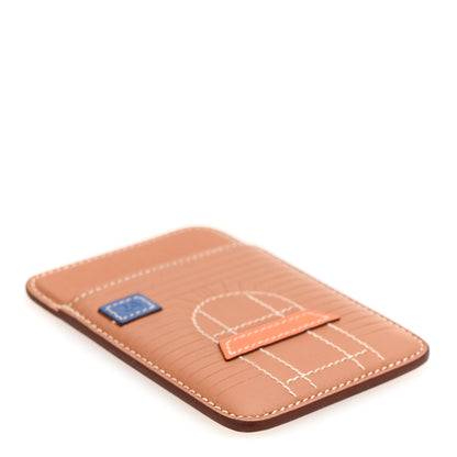 Hermes Swift Stitched Faubourg MagSafe Card Holder Gold Bleu De France Orange 4 of 9