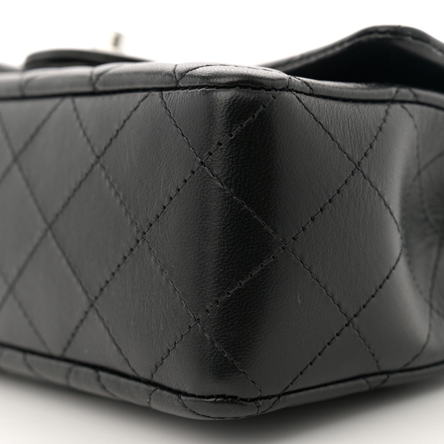 Lambskin Quilted Mini Rectangular Flap Black