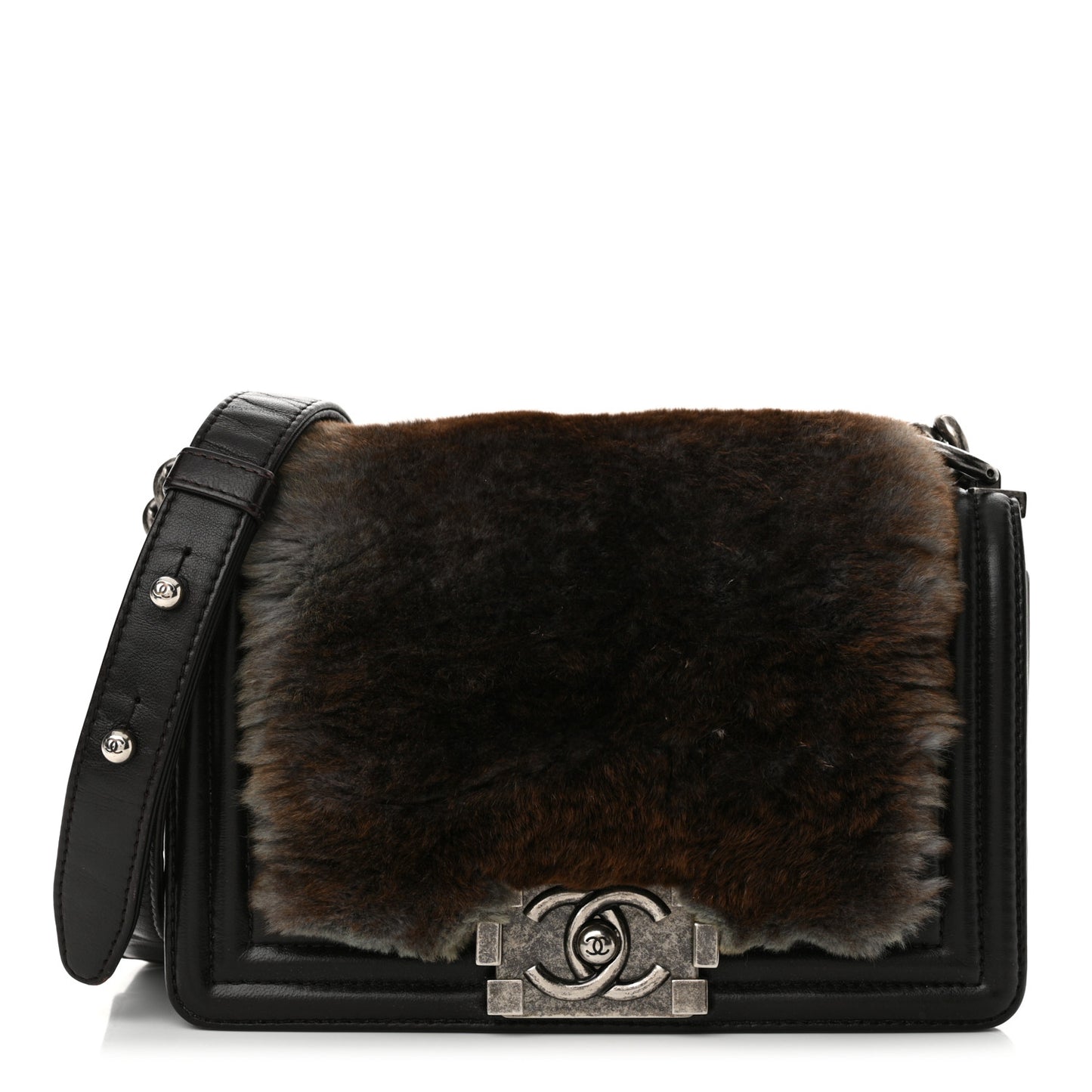 Orylag Rabbit Fur Calfskin Small Boy Flap Brown