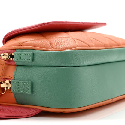 Chanel Goatskin Quilted Tri-Color In & Out Waist Bag Orange Green Pink 11 of 12