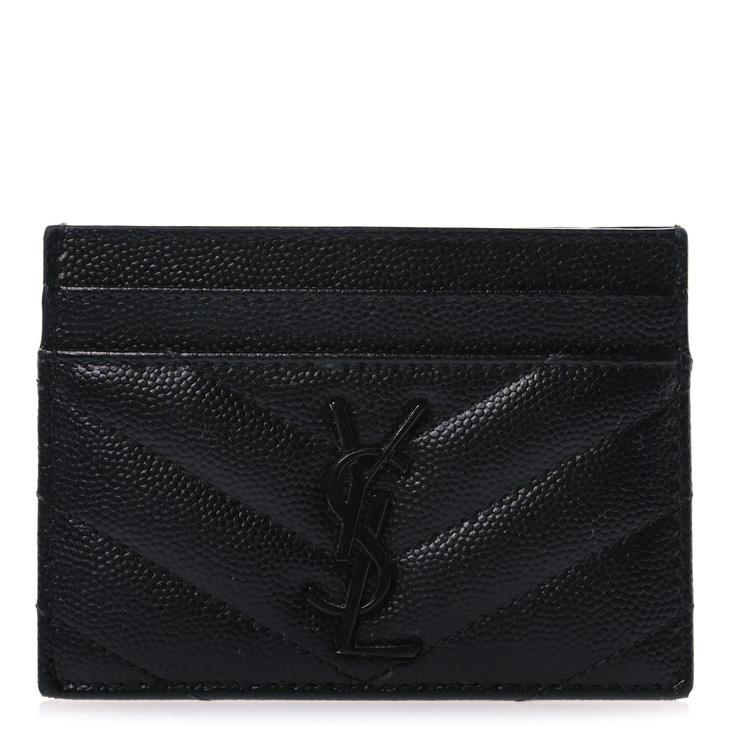 Grain De Poudre Matelasse Chevron Monochrome Monogram Credit Card Case Black