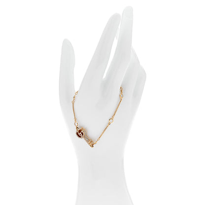 Gucci Metal Crystal Double G Key Bracelet Gold 2 of 5