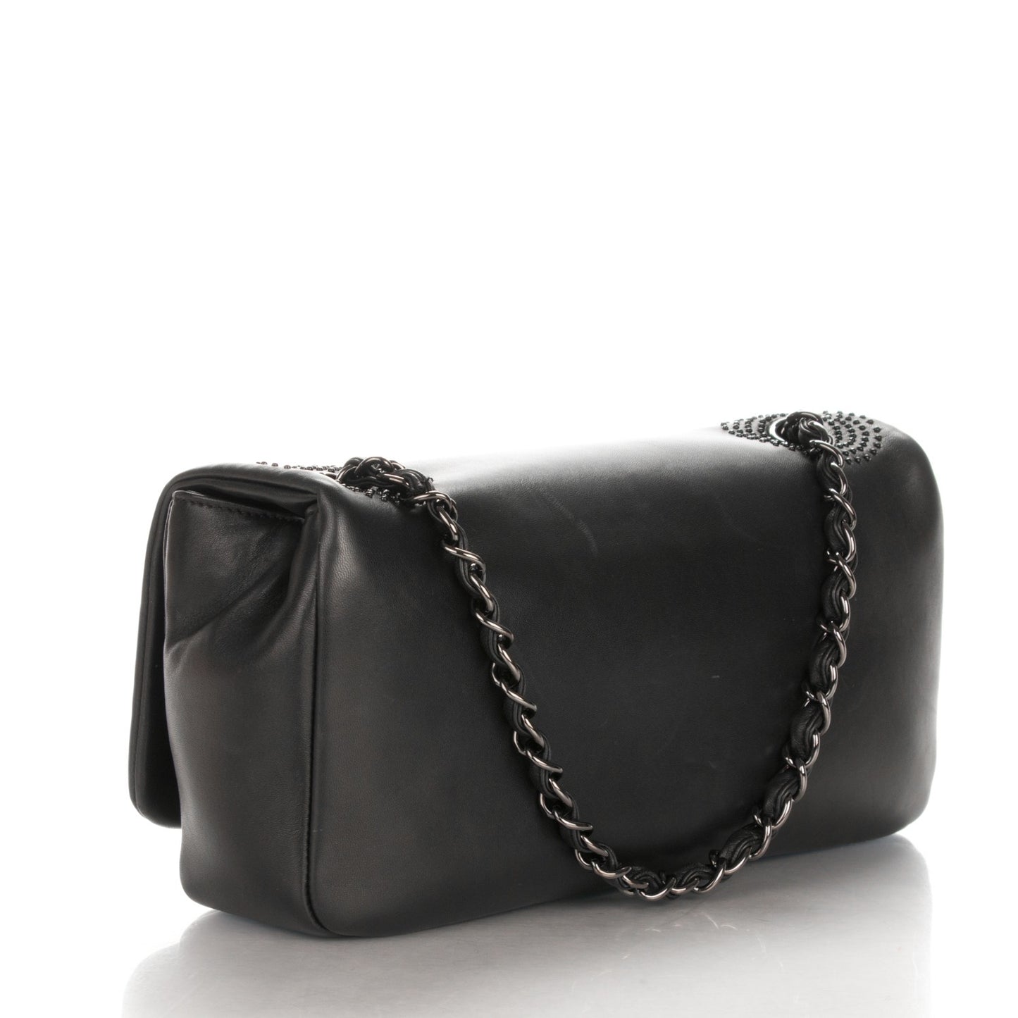 Lambskin Studded CC East West Flap Black
