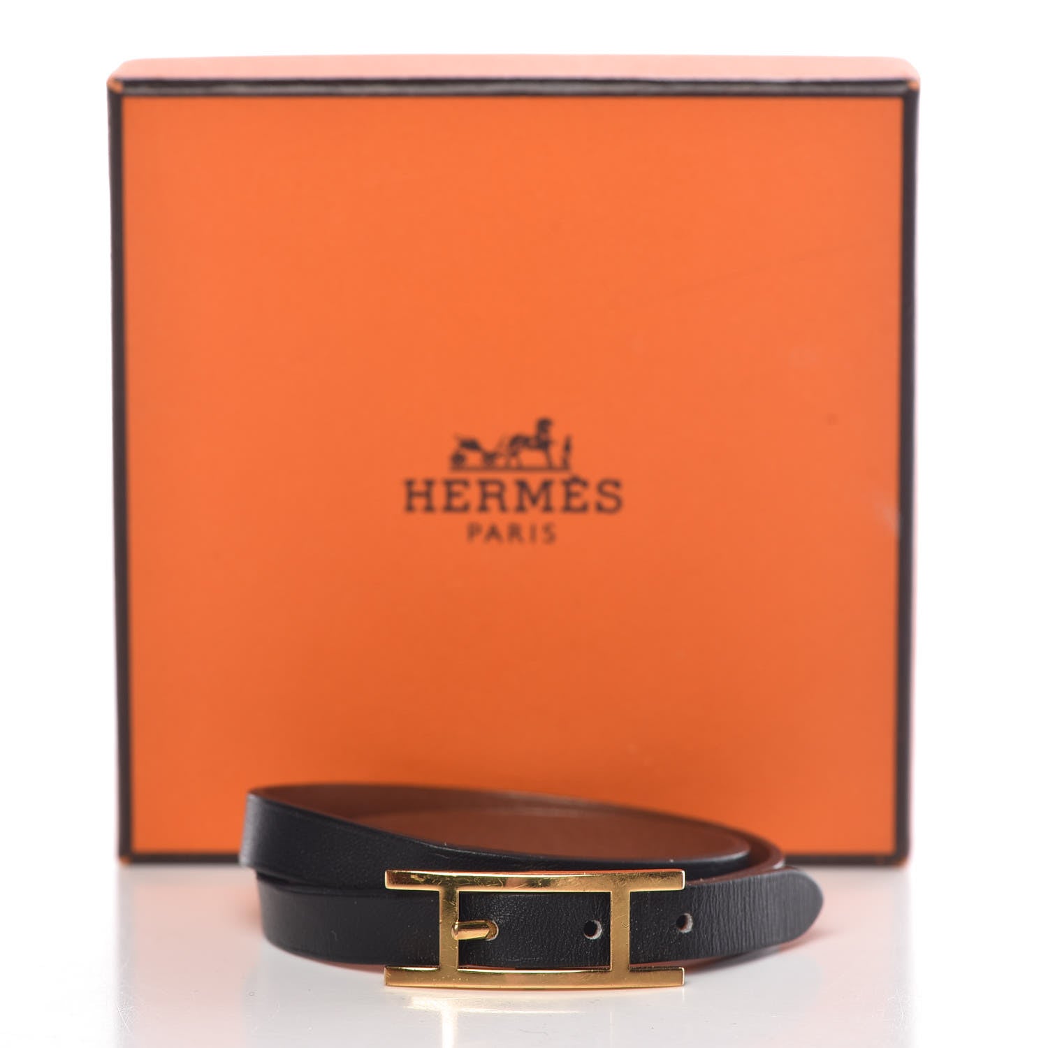 Hermes Chamonix Hapi 3MM Triple Tour Wrap Bracelet S Black 5 of 5