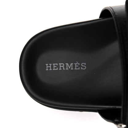 Hermes Calfskin Womens Chypre Sandals 35 Black 7 of 10