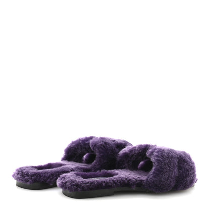Hermes Woolskin Oran Sandals 38 Violet Fonce 5 of 9