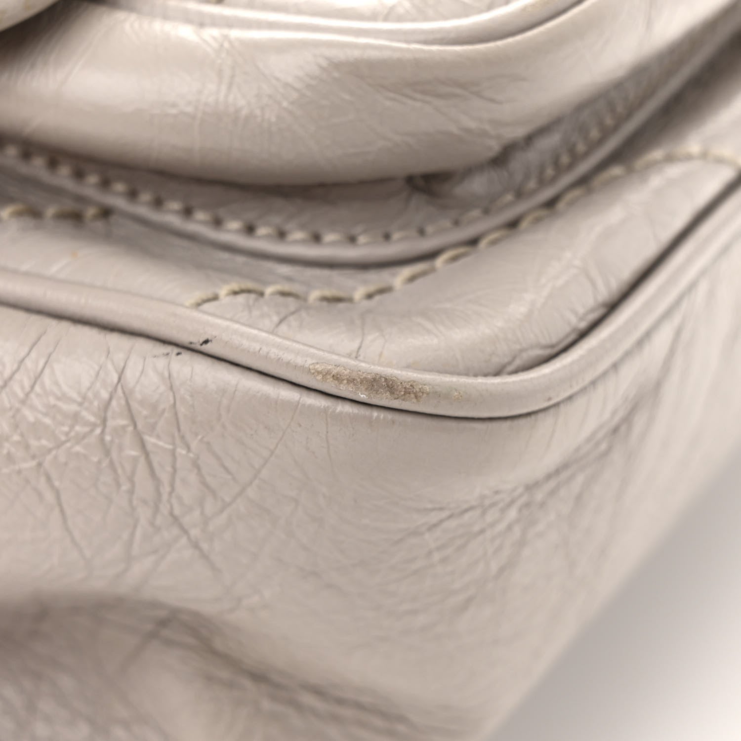 Saint Laurent Crinkled Calfskin Matelasse Monogram Baby Niki Chain Satchel Granite 18 of 23