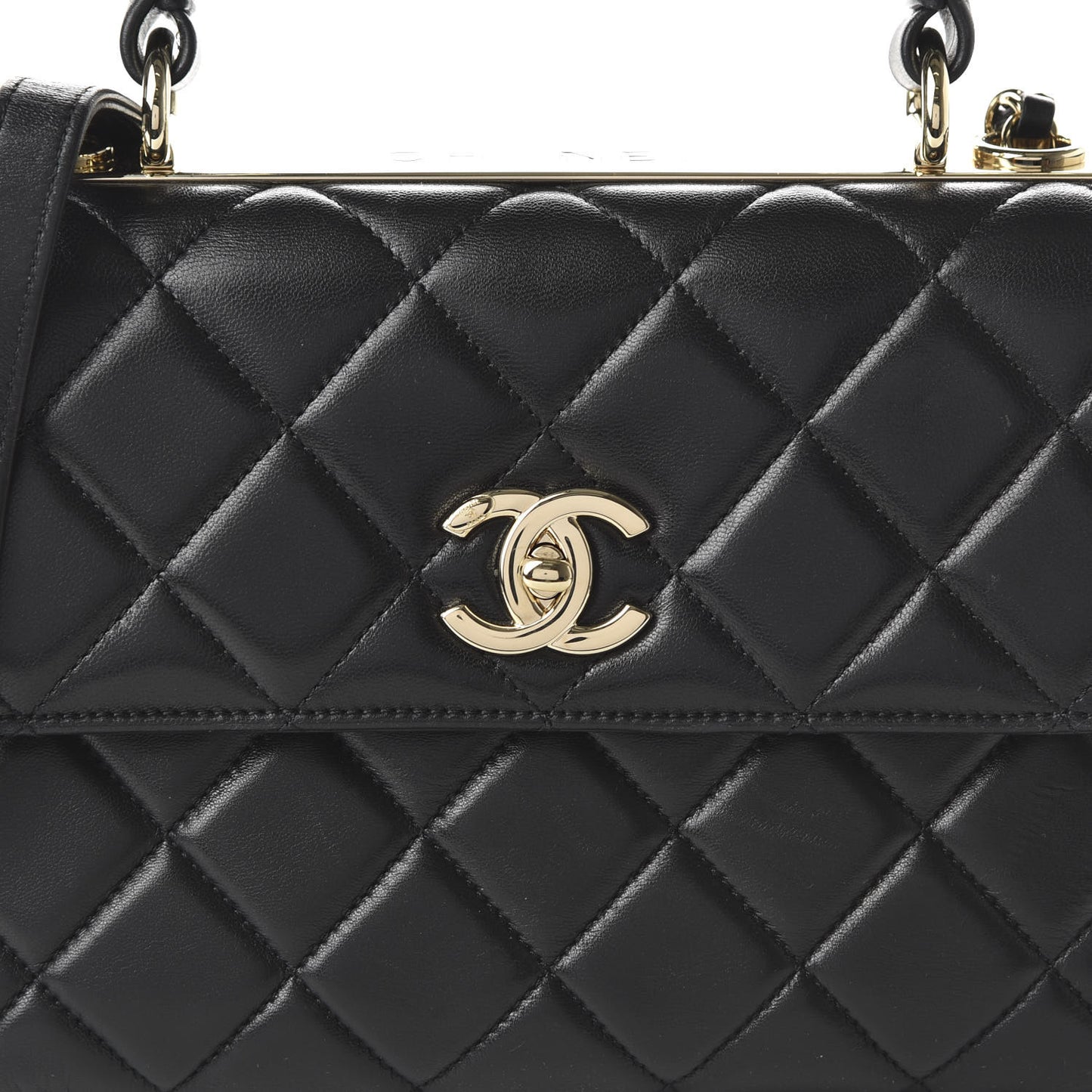 Lambskin Quilted Small Trendy CC Dual Handle Flap Bag Black
