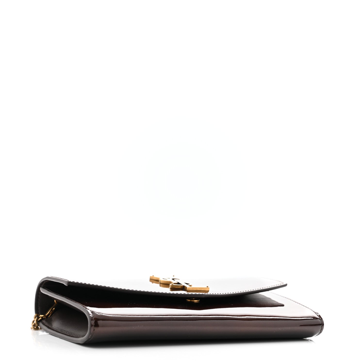 Saint Laurent Patent Uptown Chain Wallet  Brown 5 of 11