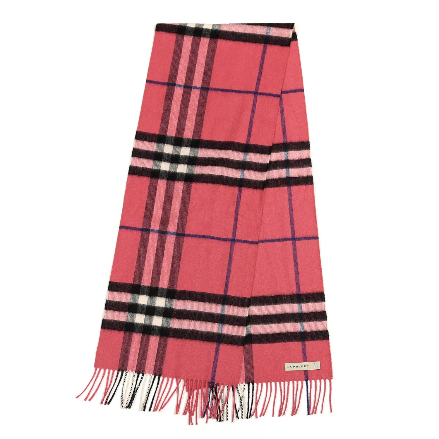 Burberry Cashmere Giant Check Fringe Scarf Rose Pink 2 of 4