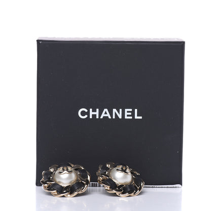 Chanel Pearl Lambskin Chain Around CC Earrings Gold 5 of 5