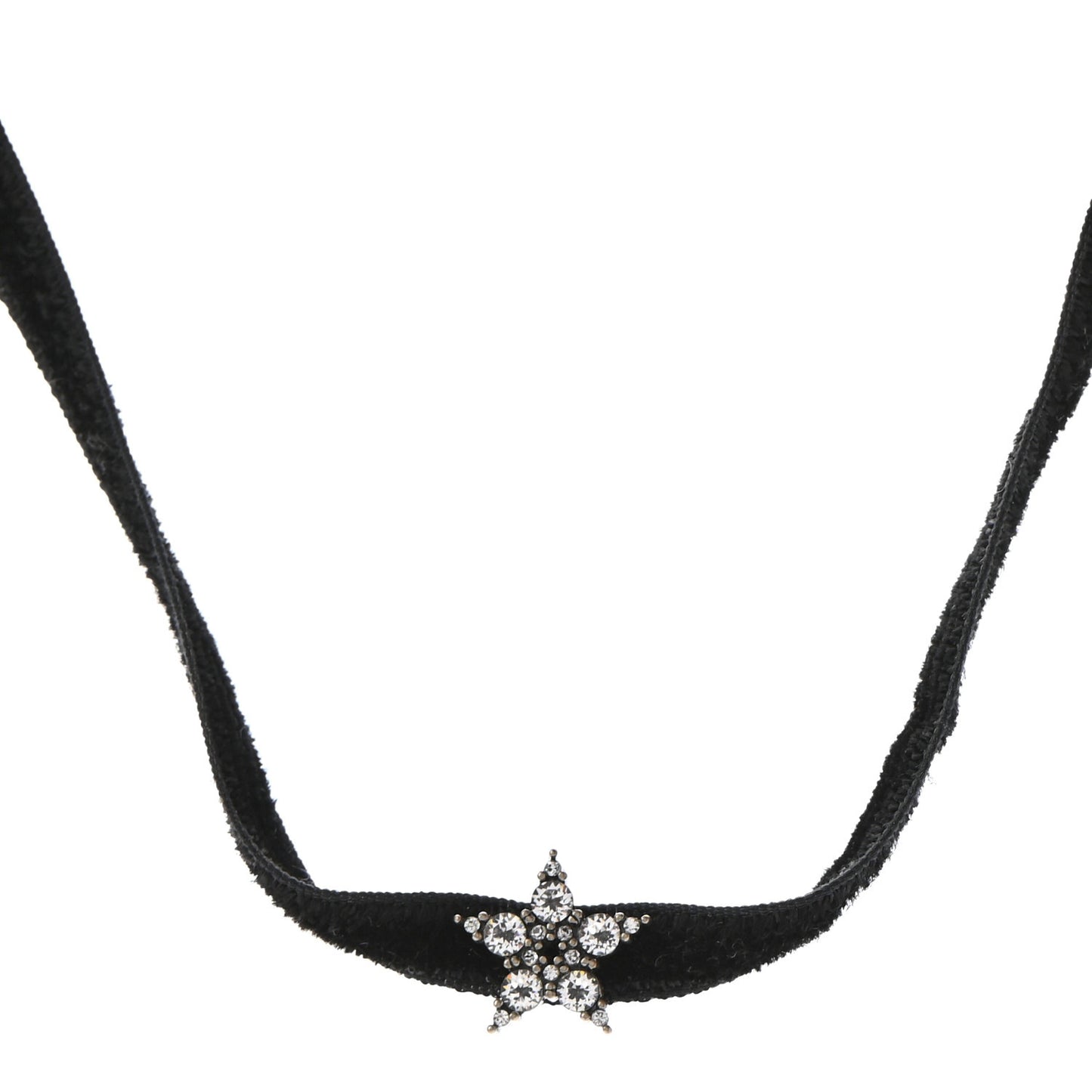 Velvet Crystal Star Choker Necklace Black