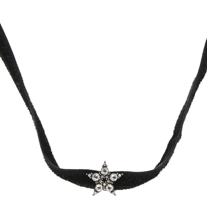 Christian Dior Velvet Crystal Star Choker Necklace Black 1 of 6