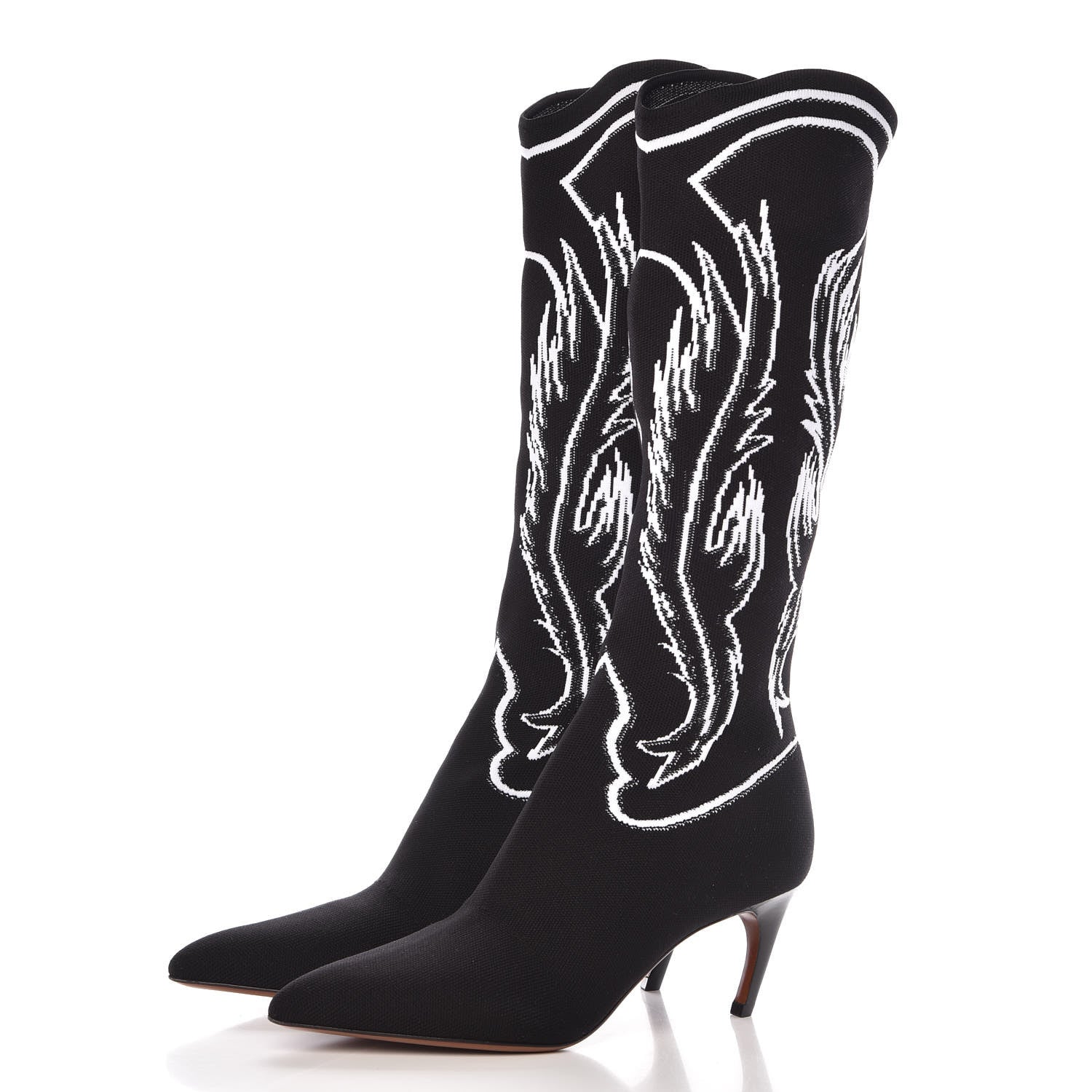 Christian Dior Jacquard Knit Fabric Spirit Mid-Calf Boot 41 Black 3 of 8