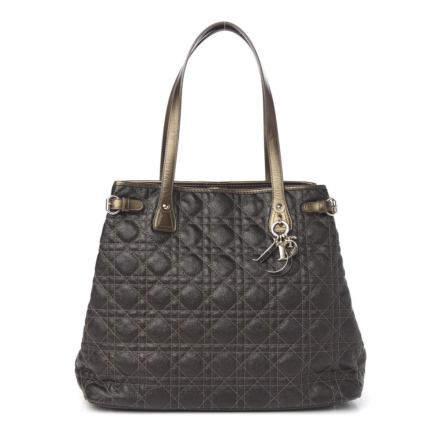 Coated Canvas Cannage Medium Panarea Tote Bronze