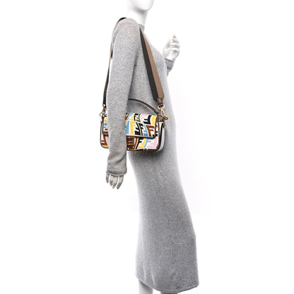 Fendi X SARA COLEMAN Canvas Vitello King Seta FF Fish Eye Embroidered Baguette Grezzo Multicolor Ghianda 2 of 10