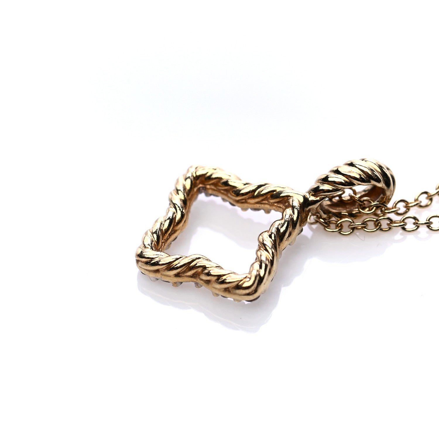 David Yurman 18K Yellow Gold Diamond Cable Collectibles Quatrefoil Pendant Necklace 4 of 6