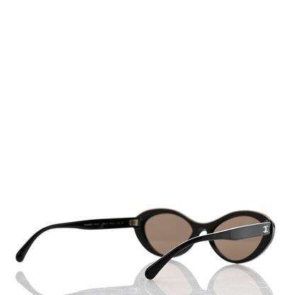 Chanel Acetate Oval Sunglasses 5416 Black Beige 4 of 7