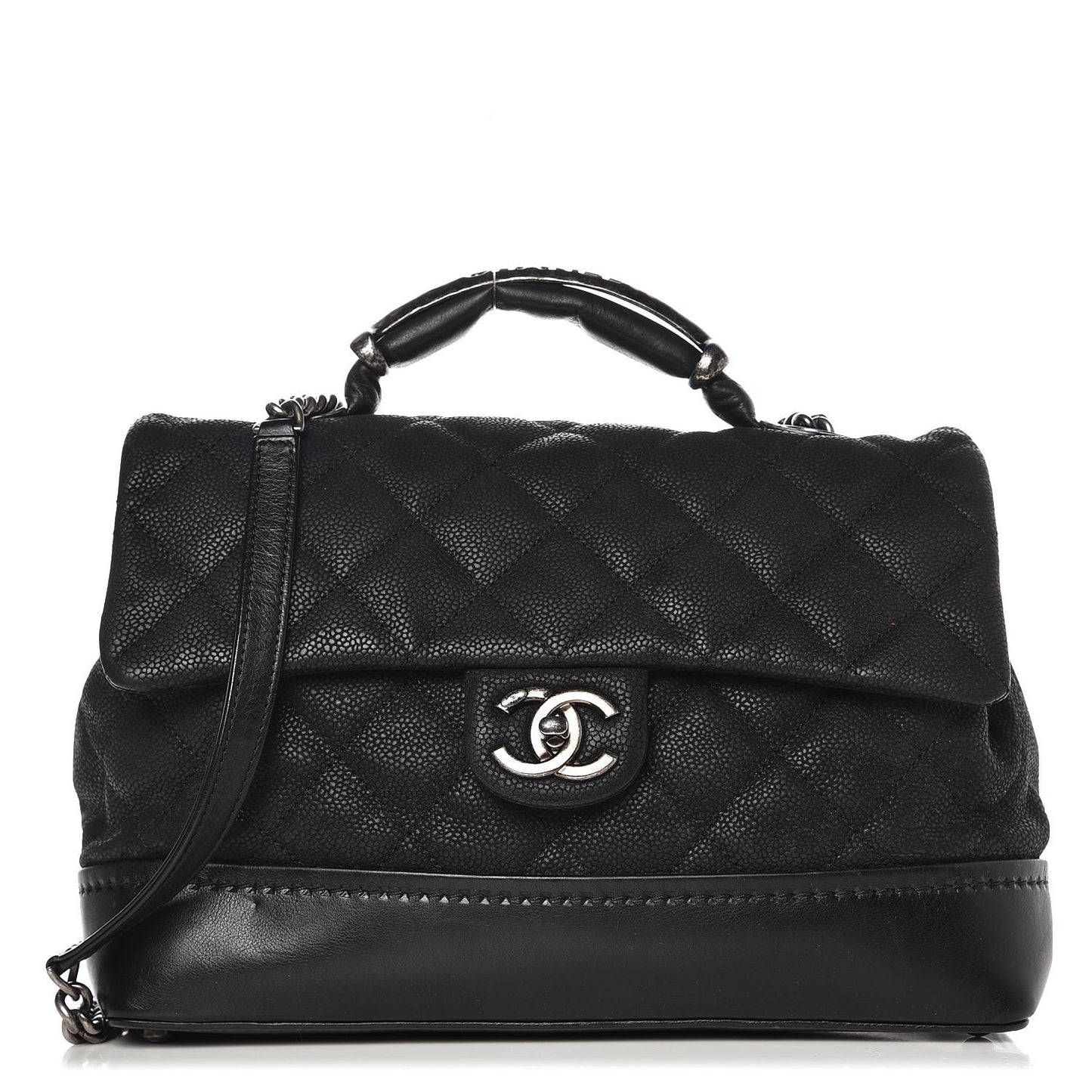 Iridescent Grained Calfskin Jumbo Globe Trotter Flap Black