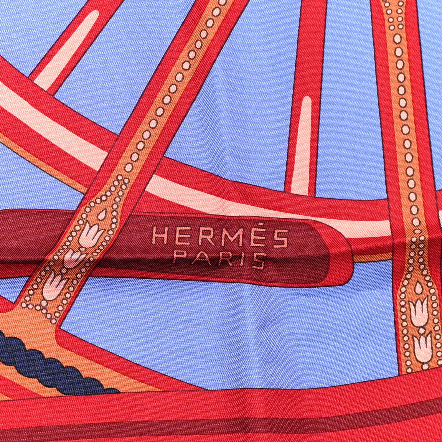 Hermes Silk Balade En Berline Scarf 90 Lavande Rouge Marine 2 of 5