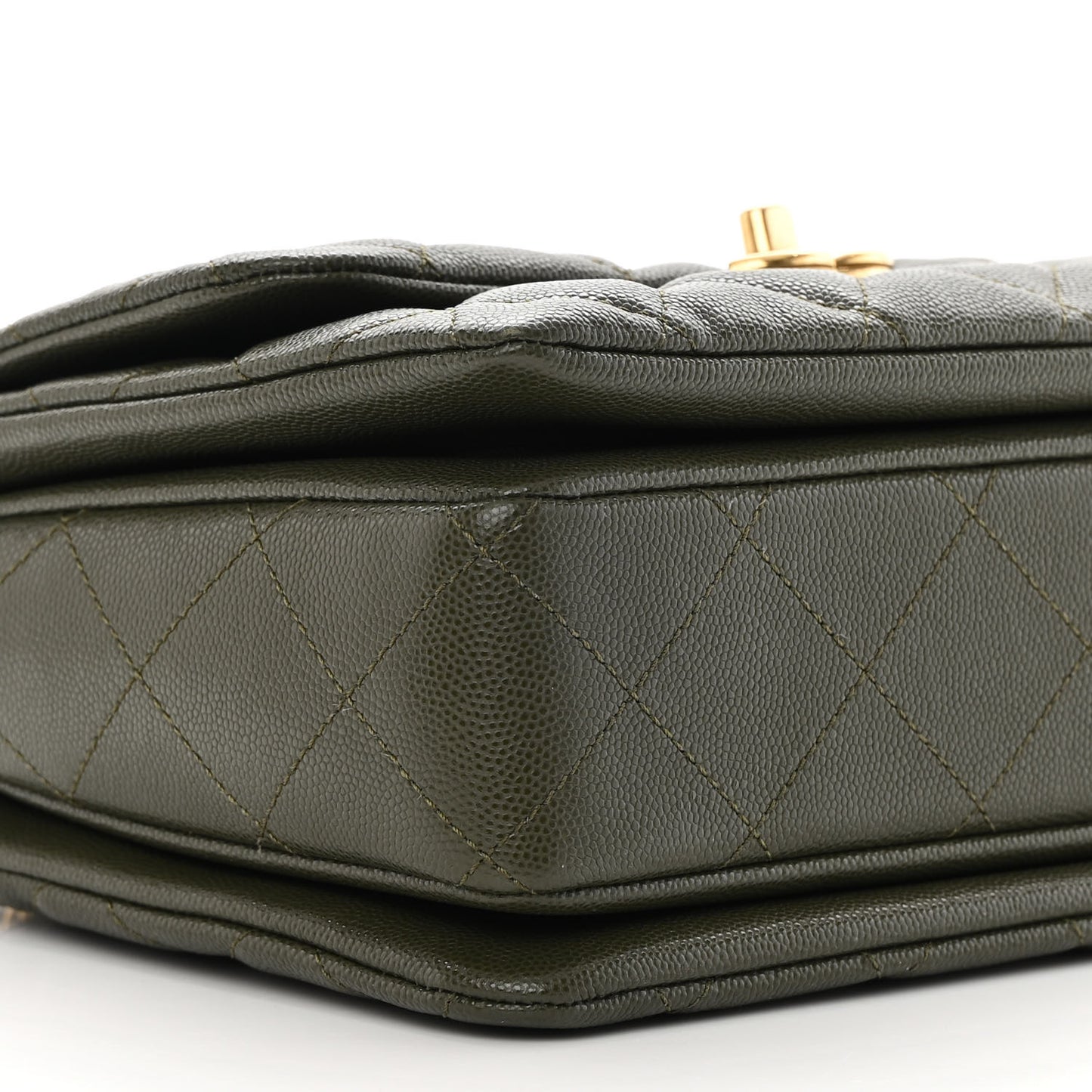 Caviar Quilted Coco First Flap Khaki