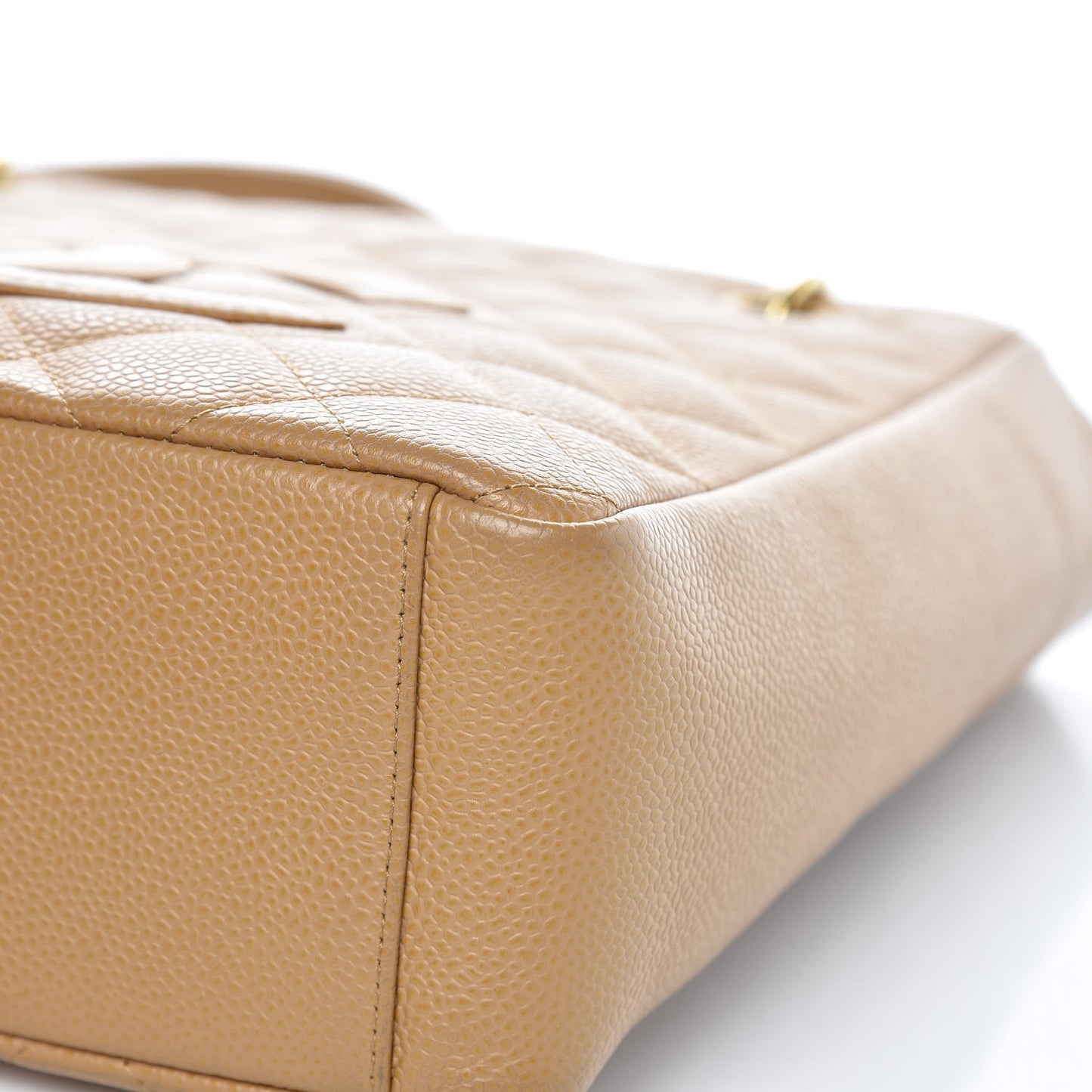 Caviar Quilted Petit Shopping Tote PST Dark Beige