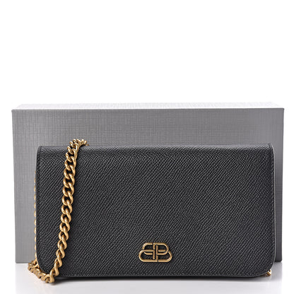 Balenciaga Grained Calfskin BB Phone Holder Wallet On Chain Black 10 of 10