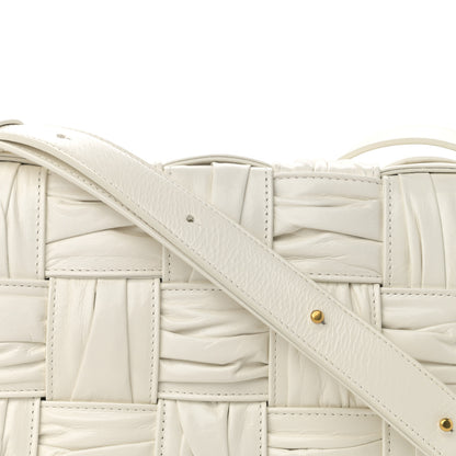 Bottega Veneta Calfskin Intreccio Plisse Cassette Crossbody Bag White 8 of 10