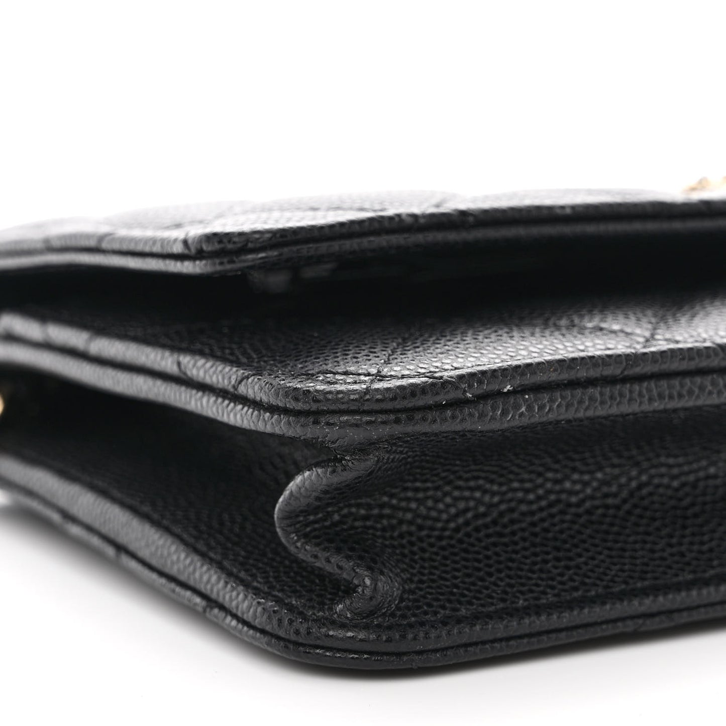 Caviar Quilted Crystal CC Wallet On Chain WOC Black