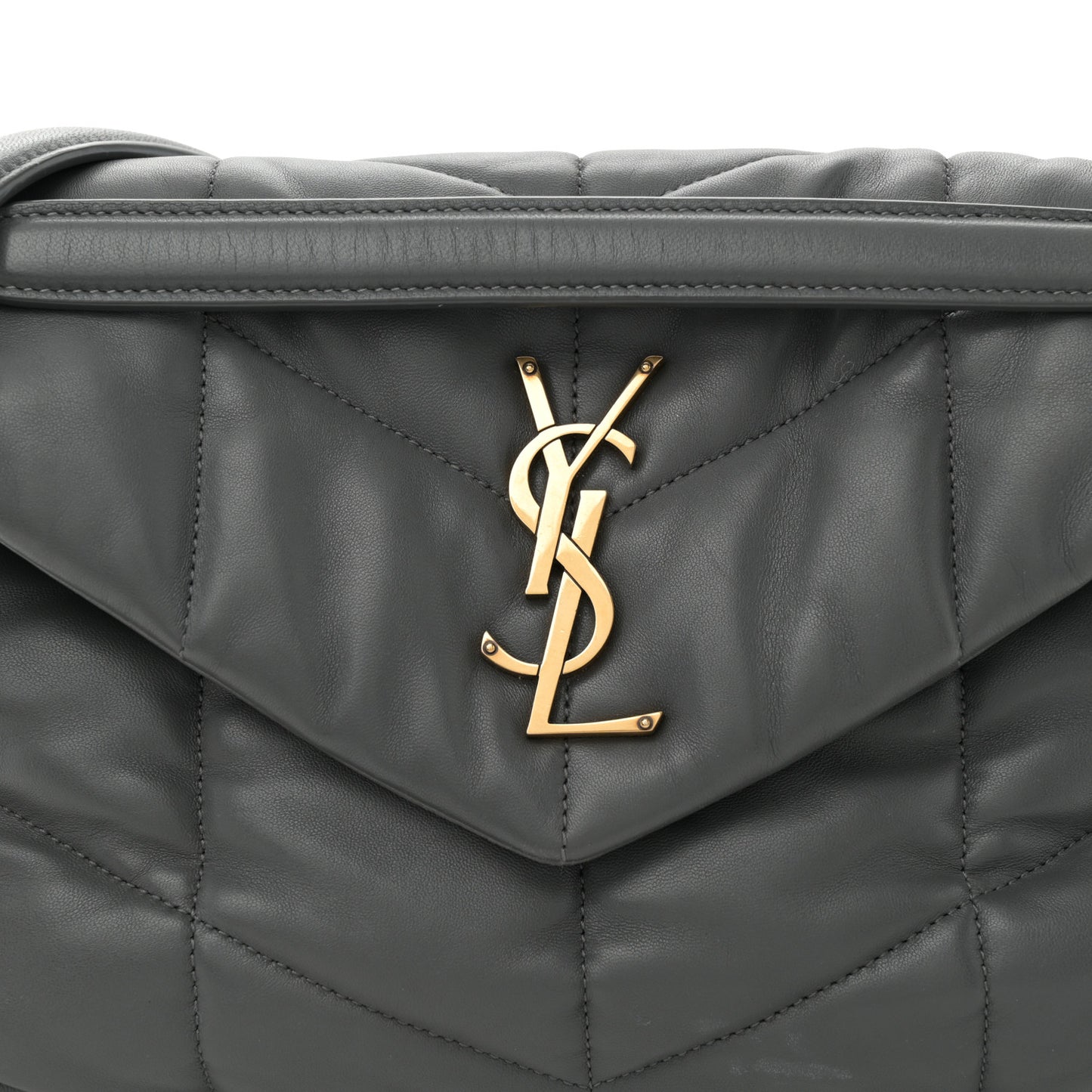 Lambskin Quilted Small Loulou Puffer Monogram Chain Satchel Storm