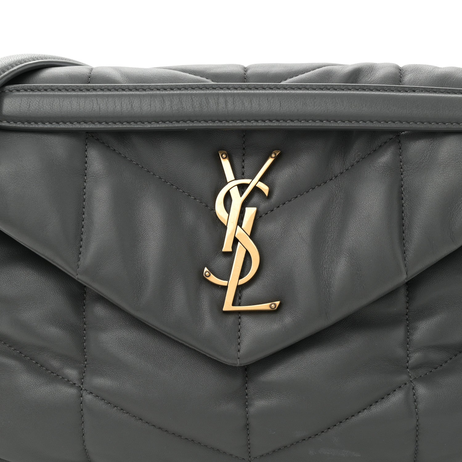 Saint Laurent Lambskin Quilted Small Loulou Puffer Monogram Chain Satchel Storm 8 of 11