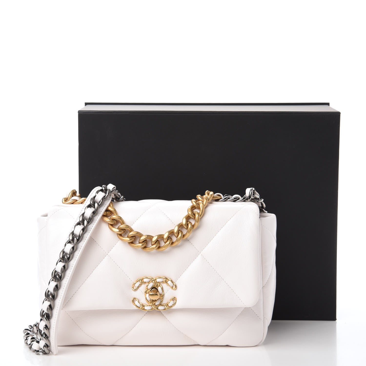 Chanel Lambskin Quilted Medium 19 Flap White 11 of 11