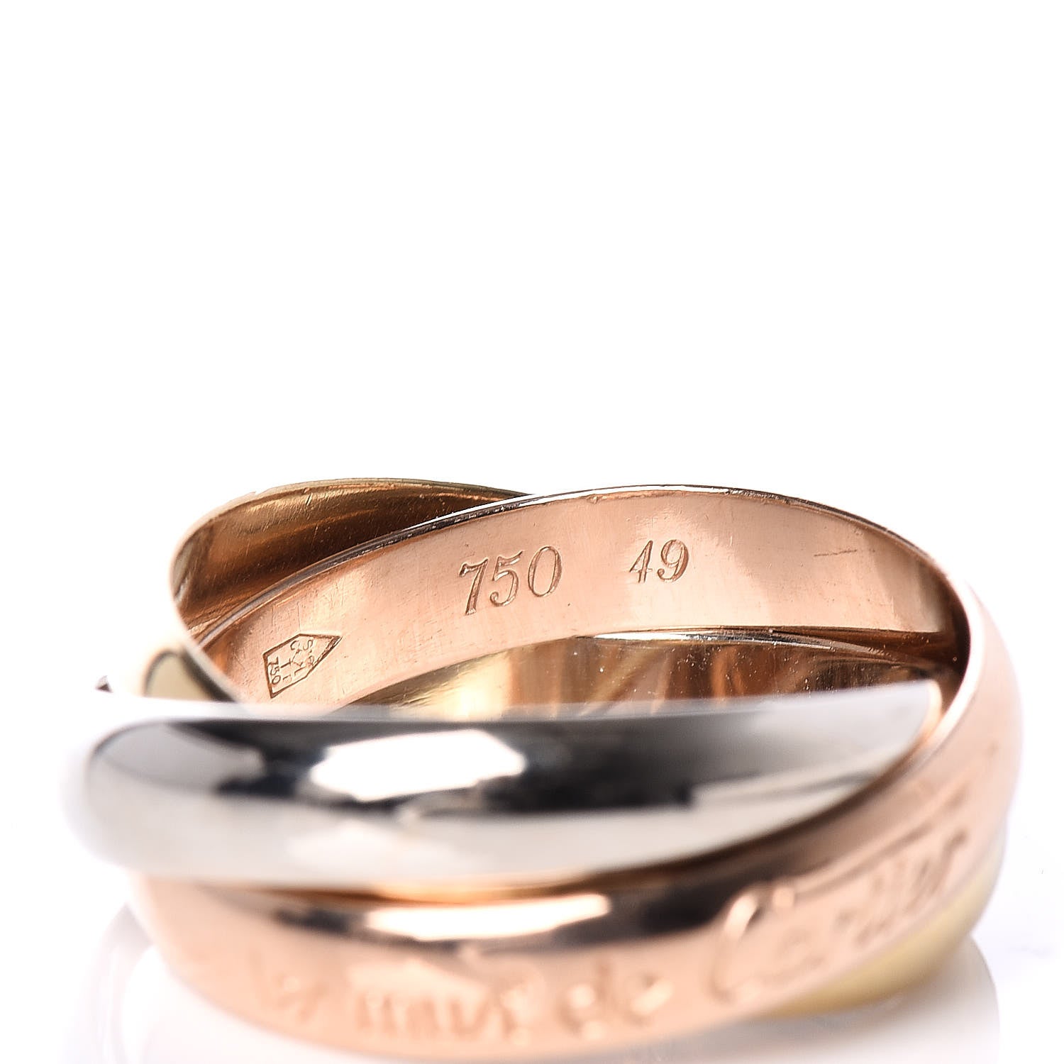 Cartier 18K Pink Yellow White Gold Classic Les Must De Trinity Ring 49 4.75 5 of 5