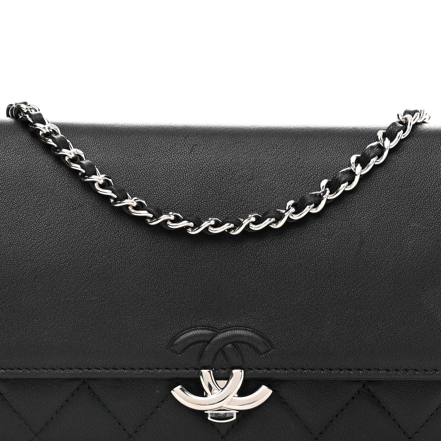 Chanel Lambskin Quilted CC Box Wallet On Chain WOC Black 9 of 13