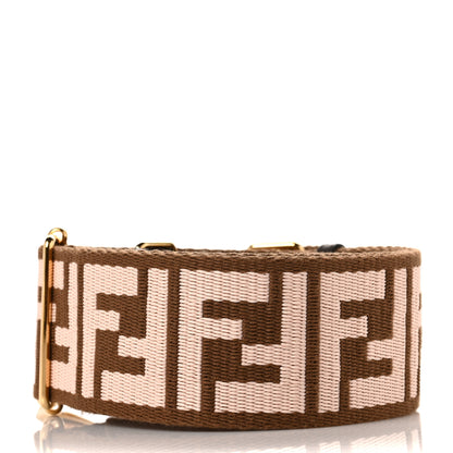 Fendi Ribbon Vitello Century FF 1974 Embroidered Adjustable Strap You Fango Rosa Confetto Chocolate 2 of 5