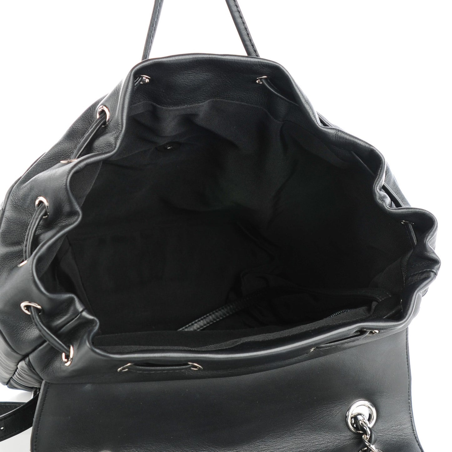 Calfskin Chevron Quilted Large Urban Spirit Backpack Black