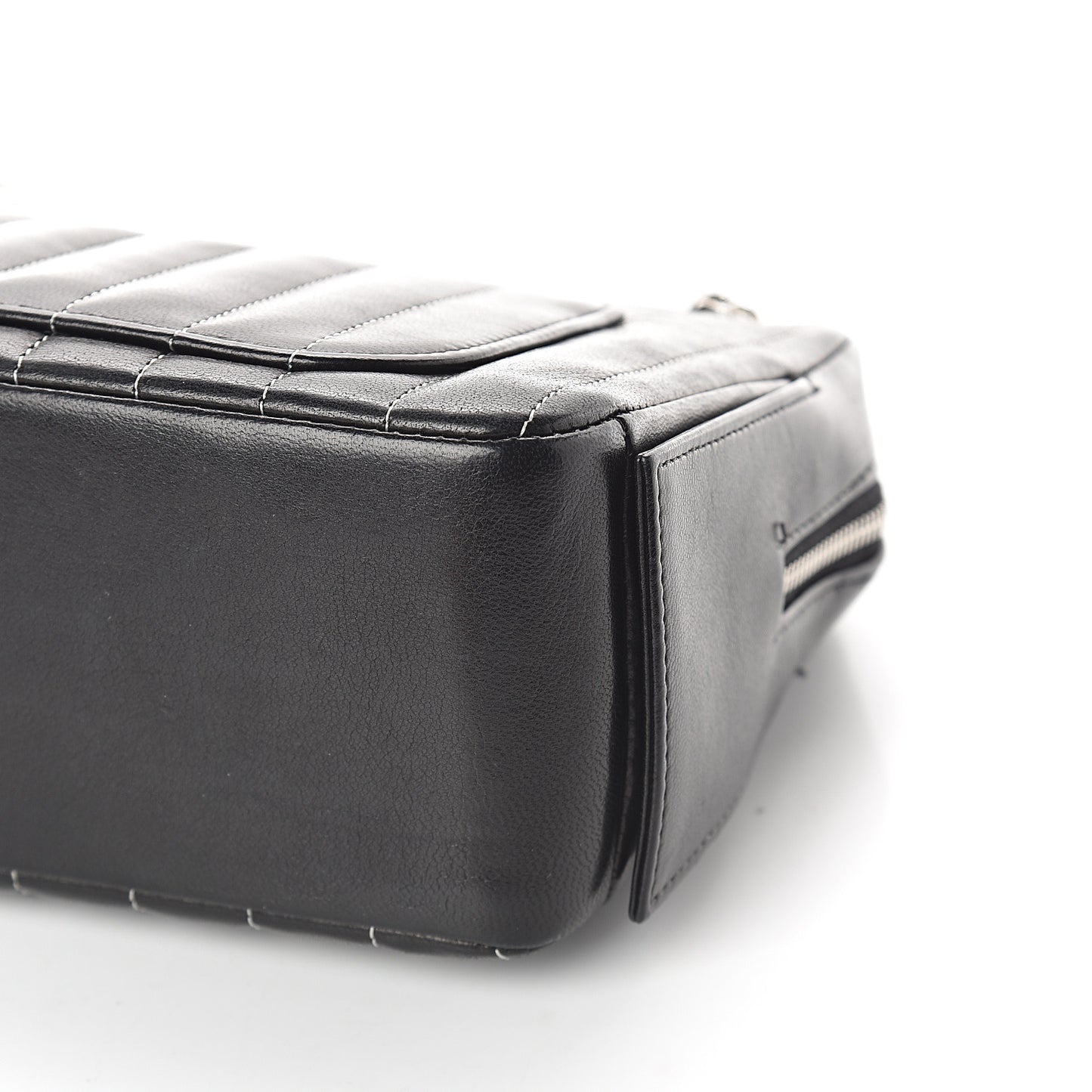 Lambskin Vertical Quilted Mademoiselle Small Camera Case Black