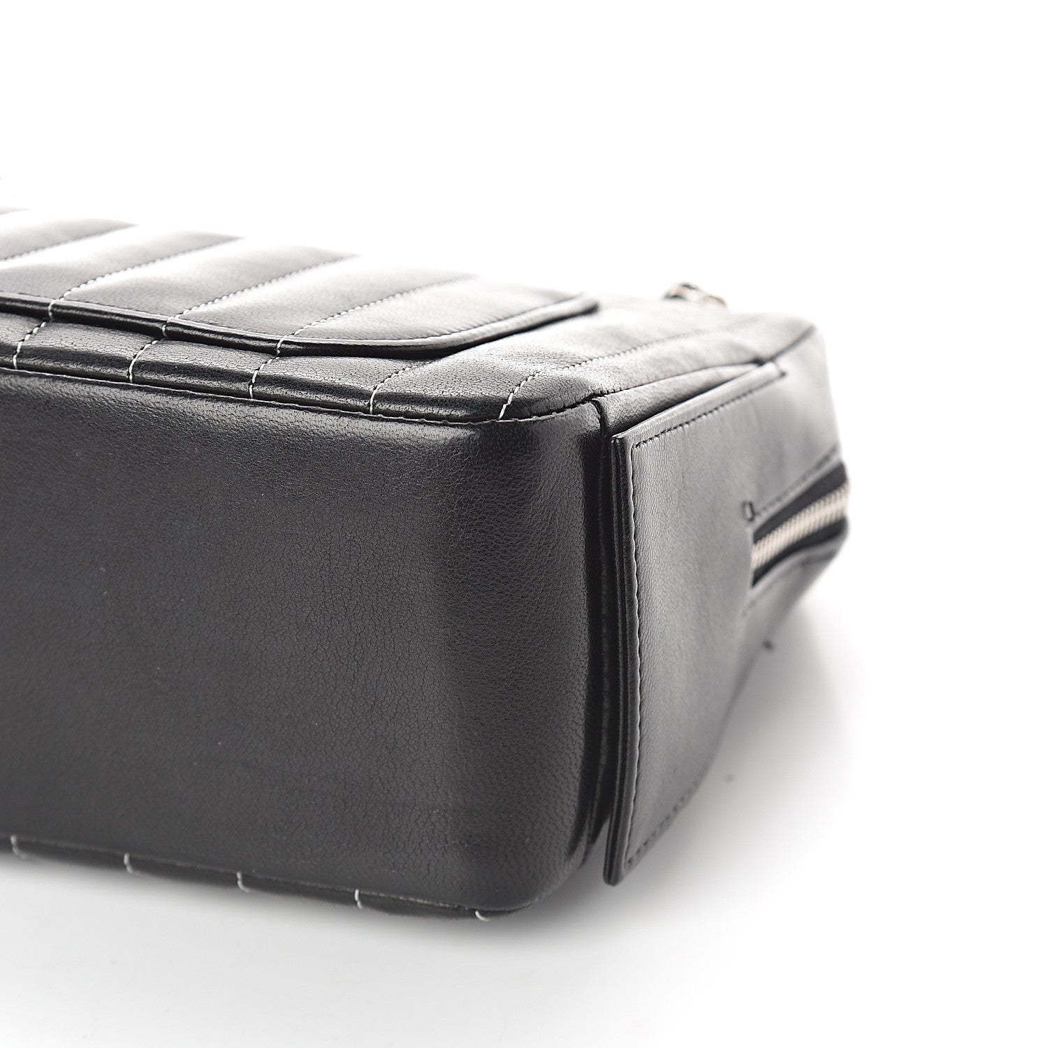 Chanel Lambskin Vertical Quilted Mademoiselle Small Camera Case Black 8 of 8