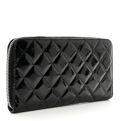Chanel Patent Quilted Brilliant Zip Around Wallet Black 3 of 9