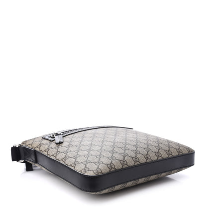 Gucci GG Supreme Monogram Flat Messenger Bag Black 4 of 11