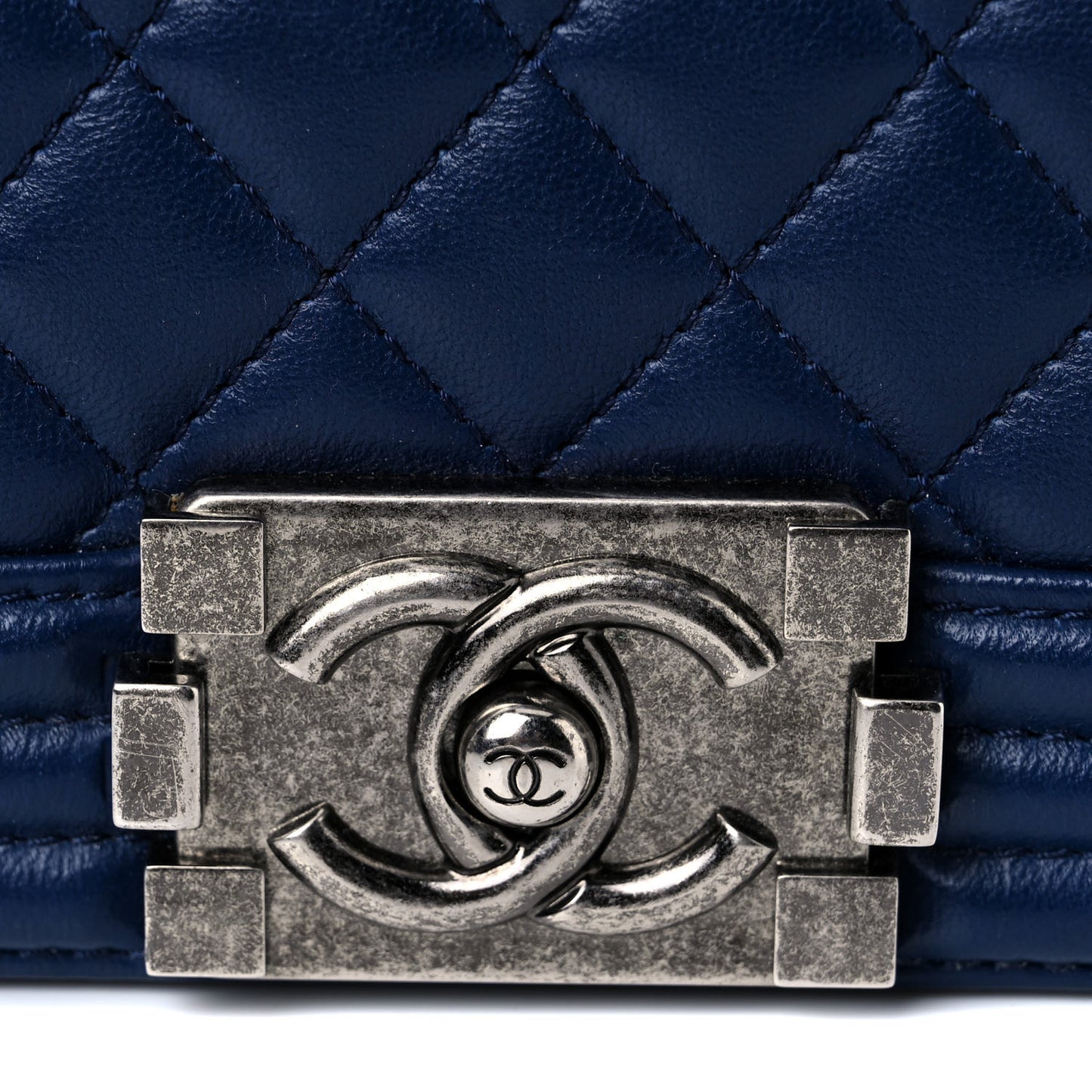 Calfskin Quilted New Medium Boy Flap Blue
