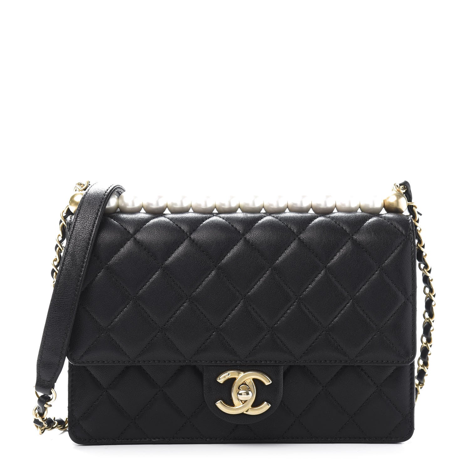 Chanel Lambskin Quilted Small Chic Pearls Flap Black 1 of 12