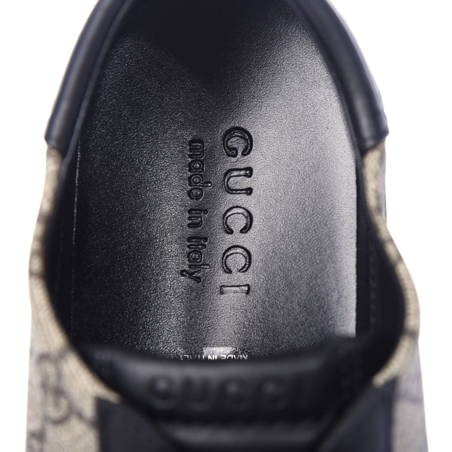 GG Supreme Monogram Mens Low Top Sneakers 9 Black Beige Ebony