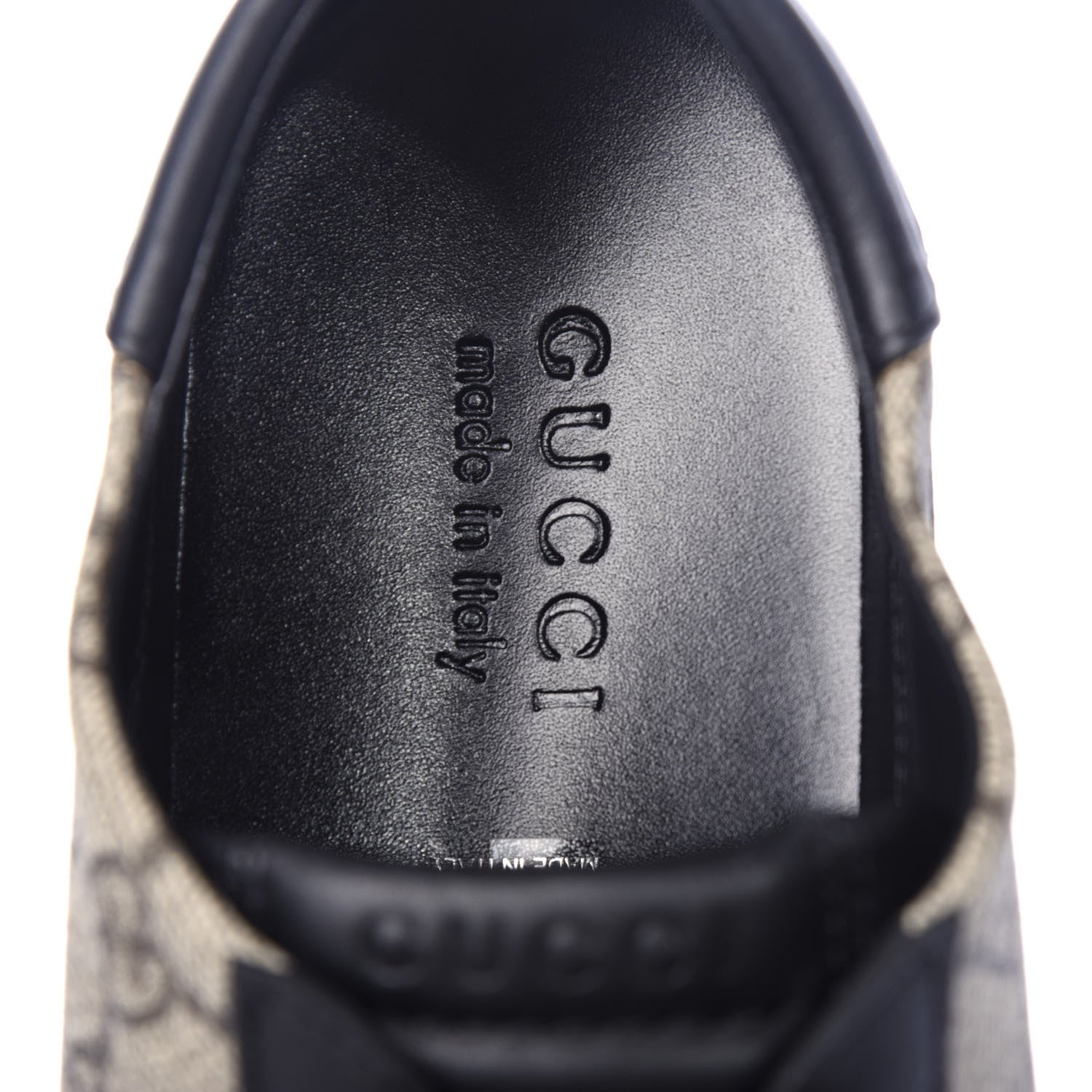 Gucci GG Supreme Monogram Mens Low Top Sneakers 9 Black Beige Ebony 9 of 11