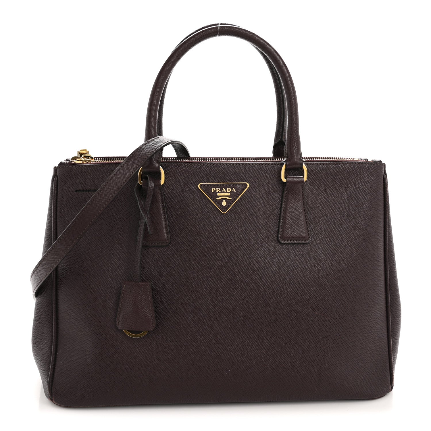 Prada Saffiano Lux Medium Double Zip Tote Bordeaux 1 of 18