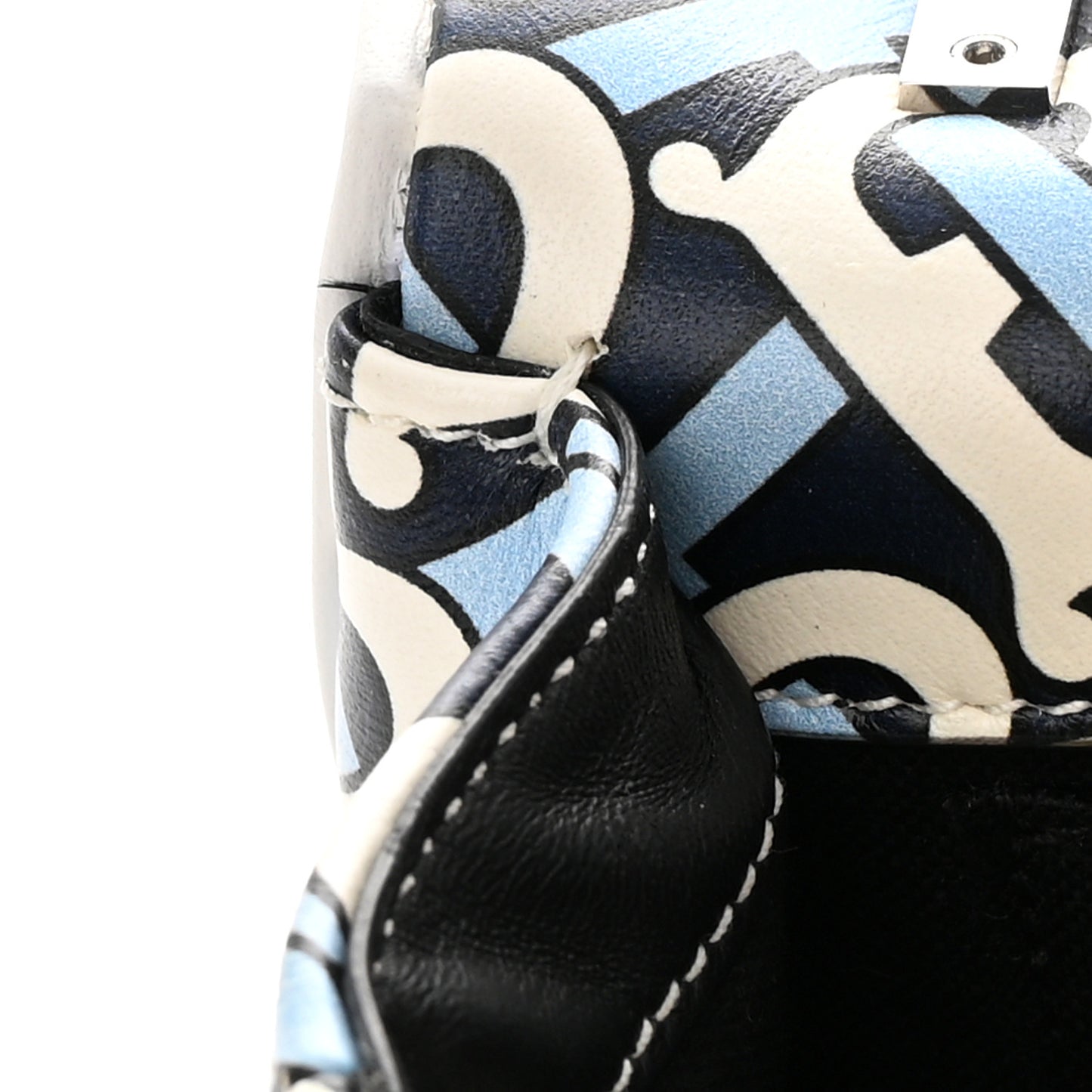 Lambskin Quilted Monogram TB Print Small Lola Bag Cobalt Black