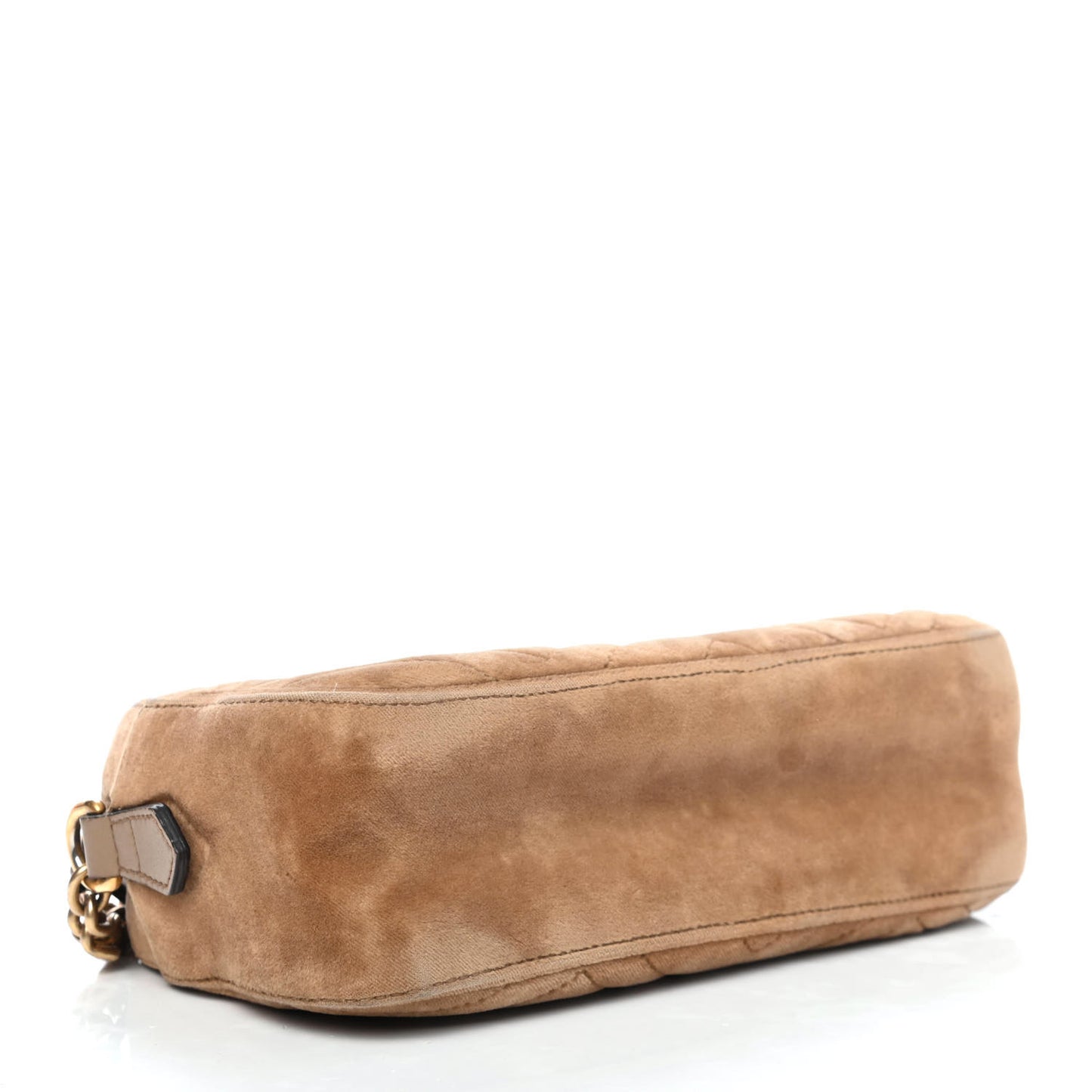 Velvet Matelasse Small GG Marmont Chain Shoulder Bag Taupe