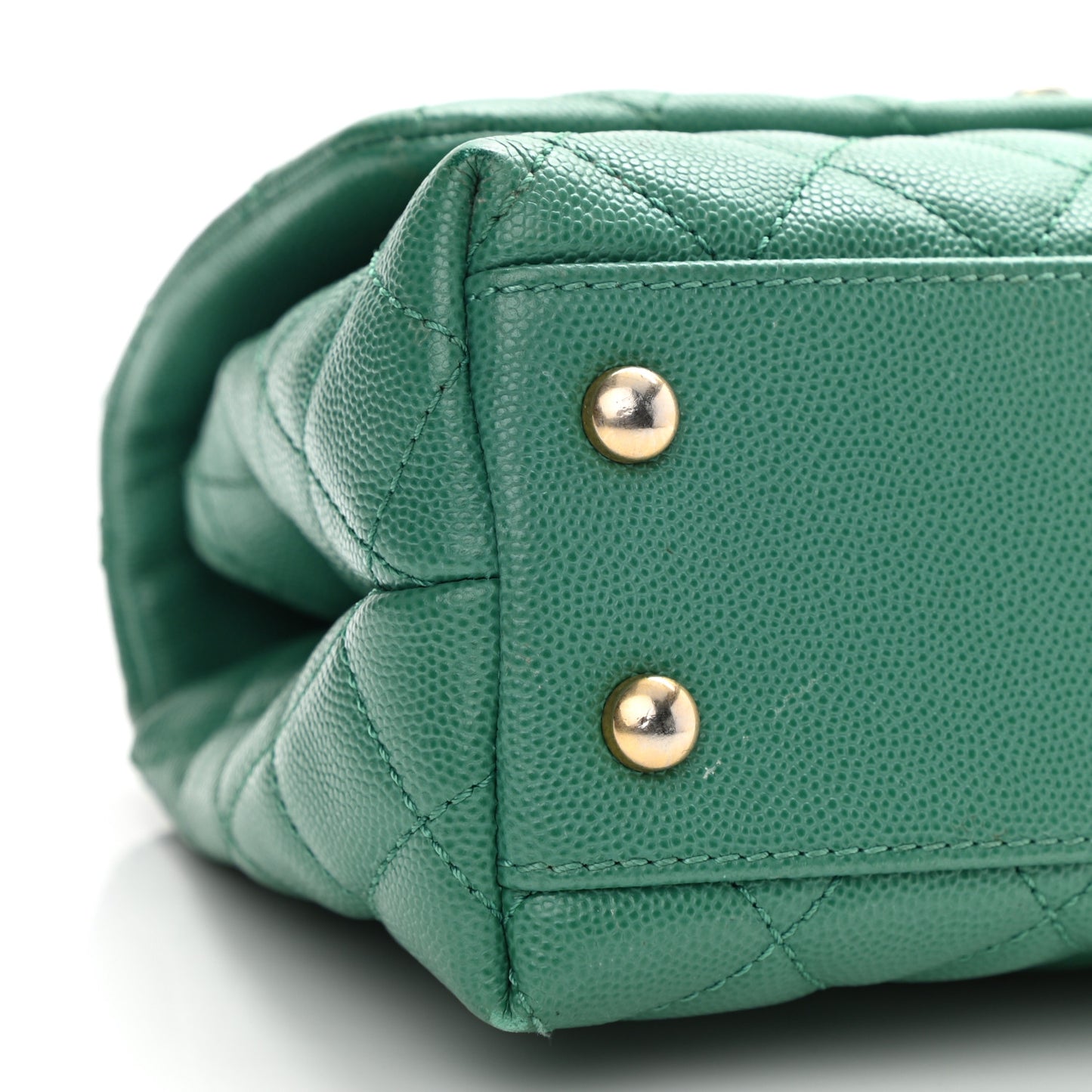 Caviar Quilted Lizard Embossed Mini Coco Handle Flap Green