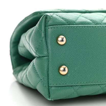Chanel Caviar Quilted Lizard Embossed Mini Coco Handle Flap Green 9 of 13